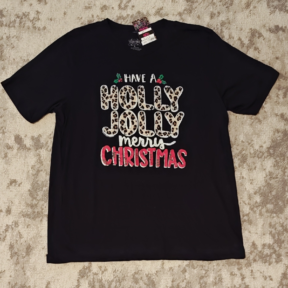 Black Christmas T-Shirt - Holly Jolly Design